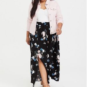 Torrid Black Challis Floral Maxi Skirt NWT
